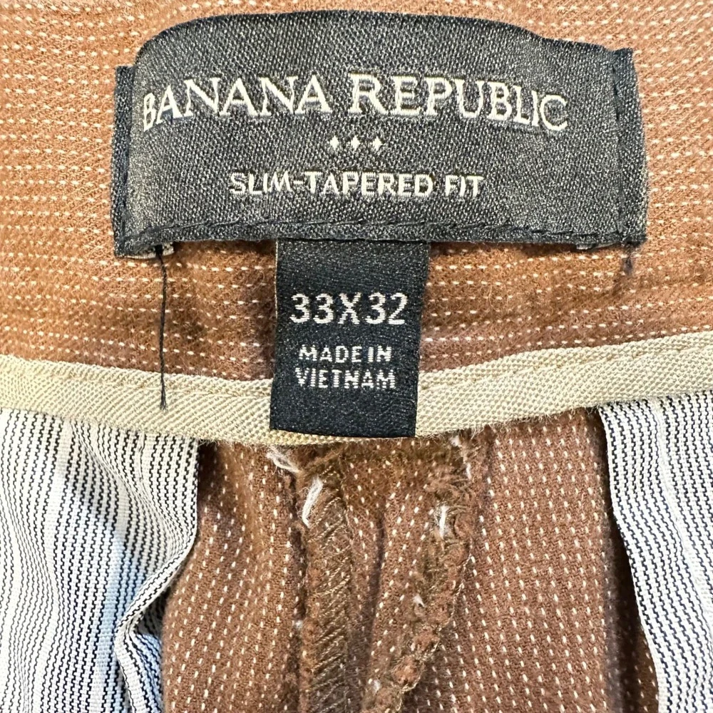 Banana Republic Pants Men 33x32 Brown Slim Tapered Stretch Dress Trousers